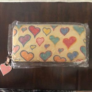 Dooney & Bourke rainbow zipper hearts wallet